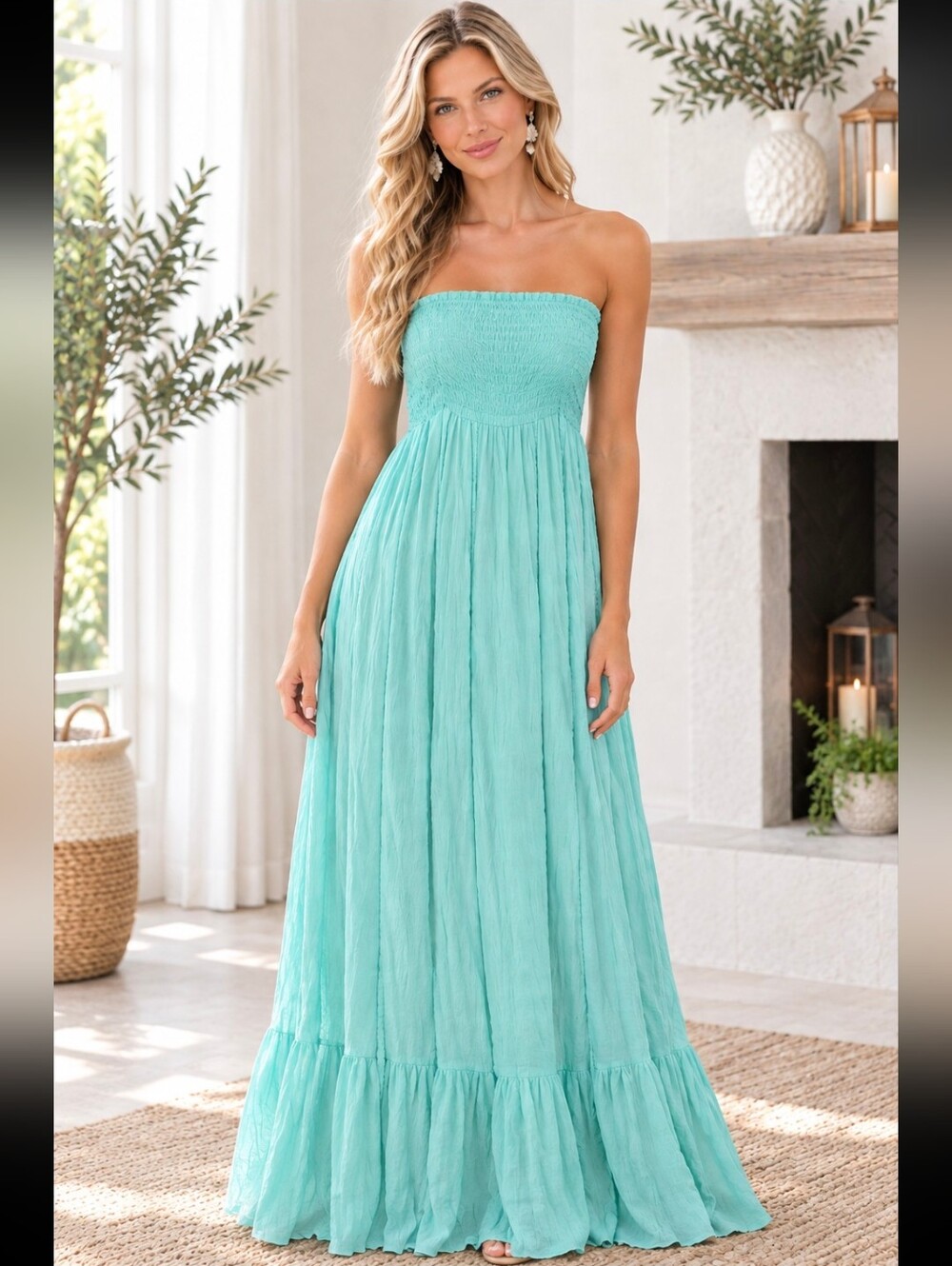 ππ©΅ BOSTON PROPER Aquamarine Strapless Maxi Dress π©΅π